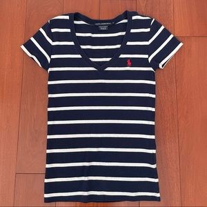 Ralph Lauren Polo v neck striped short sleeves top size S